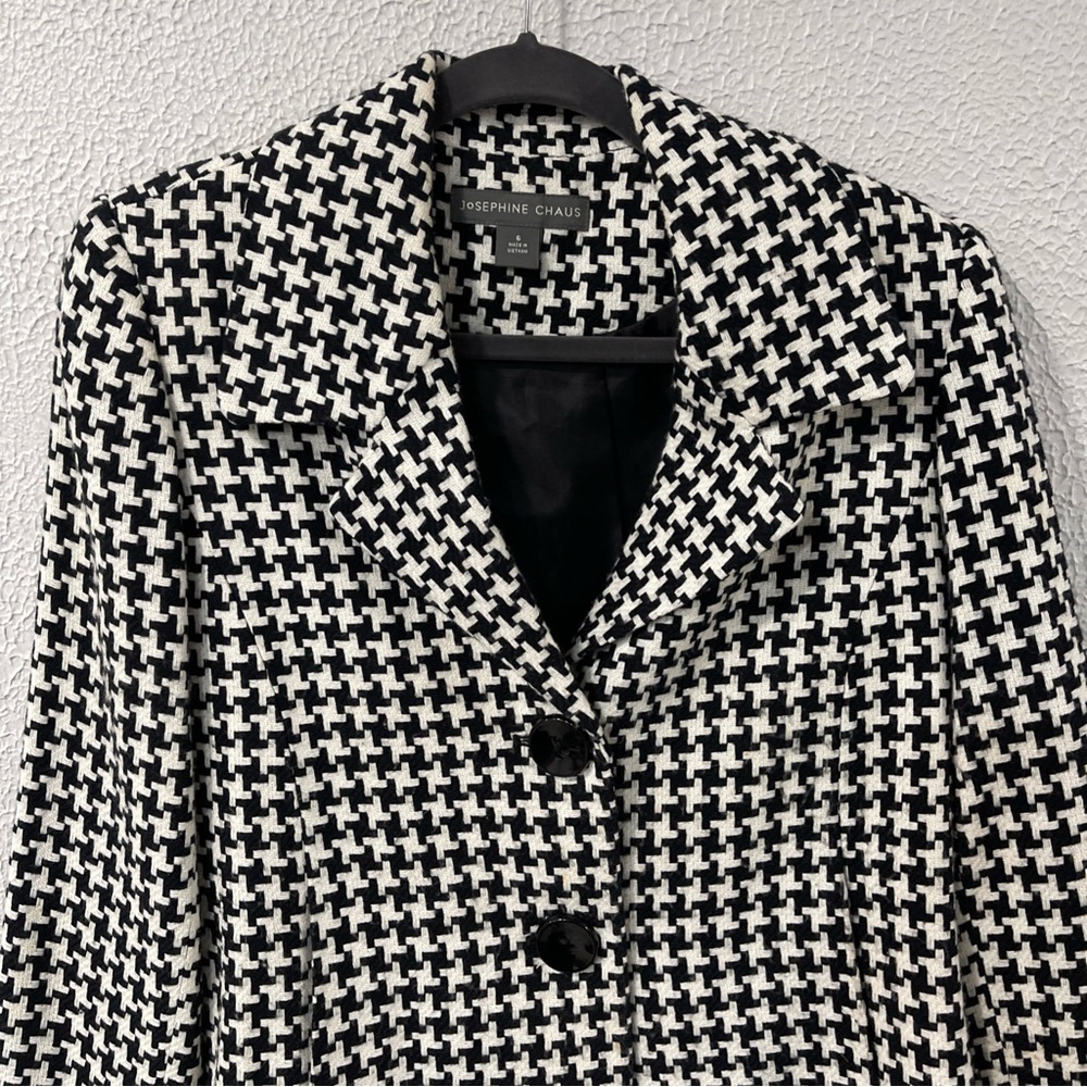 Josephine Blazer Jacket Womens Black / White Patterned  2 Button Front Size 6 - Picture 4 of 13